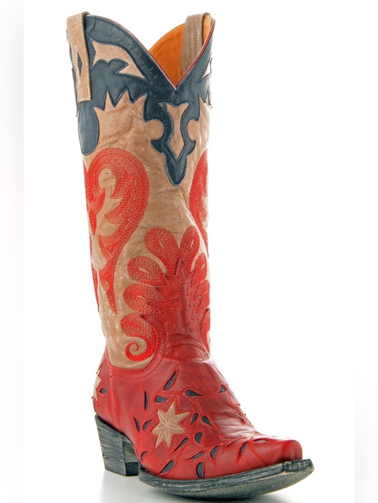 Old Gringo Shoes - Old Gringo Letty Red Tan and Navy Leather Western Boot